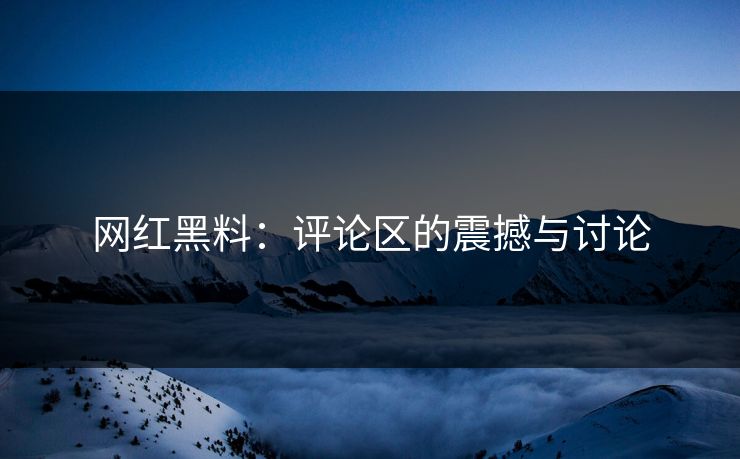 网红黑料:评论区的震撼与讨论 网红黑料:评论区的震撼与讨论
