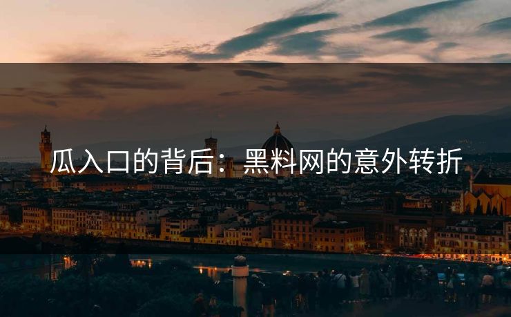 瓜入口的背后：黑料网的意外转折